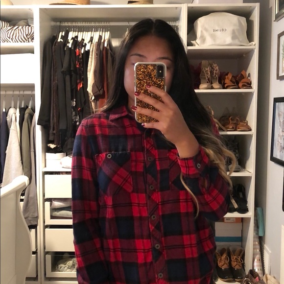 LA HEARTS Red Plaid Button Down - Picture 2 of 2